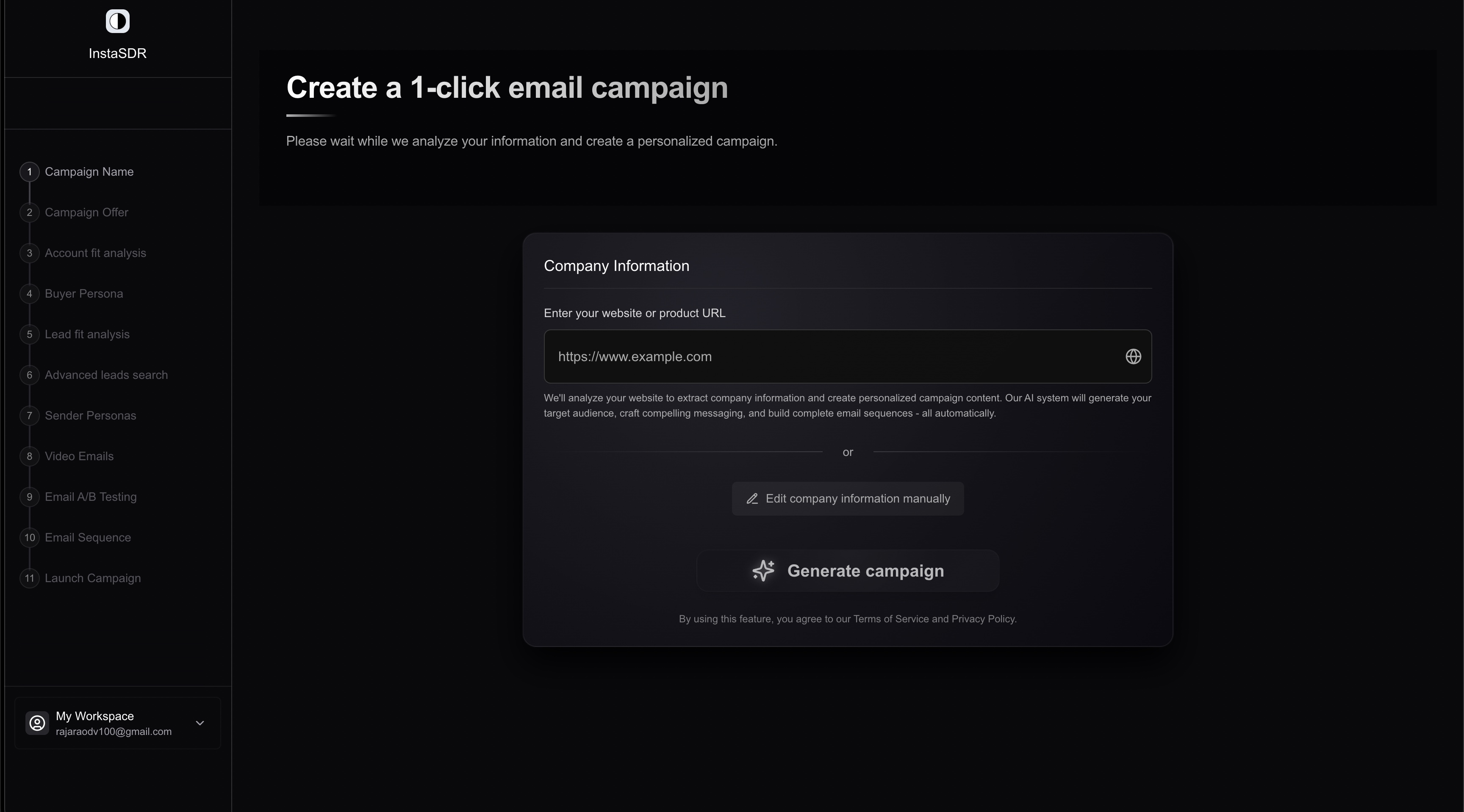 1-Click Campaign Interface